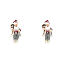 2X Weihnachtsmannfiguren, Weihnachtsmannpuppe, Stehend, Weihnachtsmannfigur mit Tasche, 18 Zoll, Weihnachtsdekoration, Weihnachtsmann