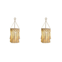 2X Boho Lamp Shade,Boho Hanging Lamp Handmade Macrame Lamp Shade Plug in Pendant Light,Bohemian Hanging Lights