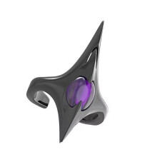 Edgy look punk donkere puntige ring met verstelbare-zwart paars.