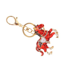 Legering paard sleutelhanger strass accent tas decoratie-Rood