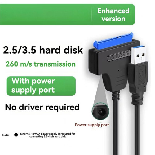 2X Cabo Adaptador  para USB 3.0 para Unidades SSD/HDD de 2,5 Polegadas, Suporta Velocidade de Até 5 Gbps 1