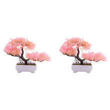 2X Artificial Plants Bonsai Small Tree Pot Fake Plant Flowers Potted Faux Bonsai for Home Room Table Hotel Garden Decor