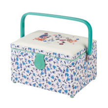 Medium Sewing Basket Hearts and Buttons 18.5 x 26 x 15cm - Sewing Online GA1116M