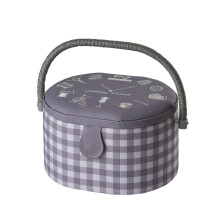 Medium Oval Sewing Basket Sewing O'Clock Check 20 x 24.5 x 15cm GA1125M