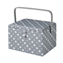 Large Sewing Basket Grey Spot 23.5 x 31 x 20.5cm - Sewing Online GA1129L