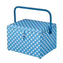 Large Sewing Basket Duck Egg Blue Polka Dot 23.5x31x20.5cm Sewing Online GA1128L