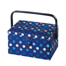Medium Sewing Basket Navy Spot 18.5 x 26 x 15cm - Sewing Online GA1123M