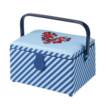 Medium Sewing Basket Heart Stripe 18.5 x 26 x 15cm - Sewing Online GA1112M