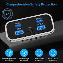 4 Car Charger Dual USB & Dual Type-C PD QC3.0 Port Power Outlet Panel with Touch for 12V/24V Car Truck Boat