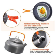 Campingkokkärlset Aluminium Nonstick Bärbart Utomhusporslin Vattenkokare Kokkärl Kokkärl Skål för Vandring