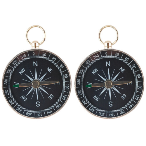 2X Portable Compass Keychain Ring Adventure Hiking Survival Compass Aid