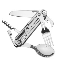 Portable Camping Cutlery Set Multifunctional Folding Camping Tableware Knife Fork Spoon Can Opener Outdoor Equipment
