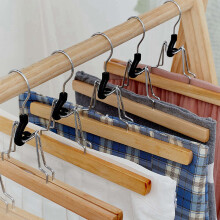 16 Pack Home Pants Rack, Wooden Stretcher, Clamping Hanger, Non-Slip, with Swivel Hook, Bedroom Clothes Organizer
