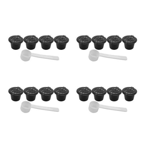 16X Refillable Reusable Coffee Capsules Pods for  Machines Spoon