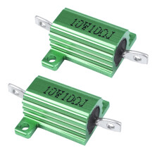 2X Green Aluminum Chassis Mounted Wirewound Resistors 10W 10 Ohm 5%