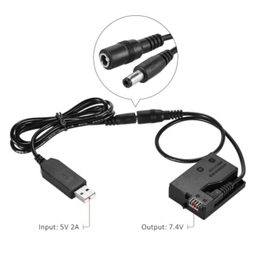 2X DR-E8 Dummy Battery with  Power Bank USB Adapter Cable Replacement for LP-E8 for   550D 600D 650D 700D DSLR