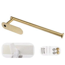 2X Paper Towel Holder Under Cabinet Self Adhesive Kitchen Countertop Wall Mount Paper Towel Holders with Screws Gold