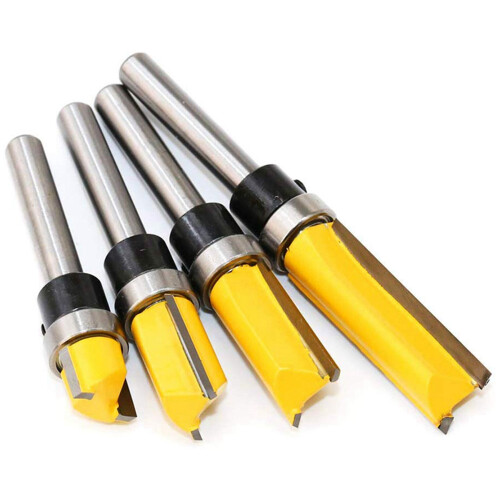 8Pcs Flush Trim Router Bits Top Bearing Router Bit 1/4 Inch Shank Straight Pattern Template Router Bit 2