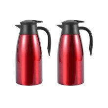 2X Red 304 Stainless Steel 2L Thermal Flask Vacuum Insulated Water Pot Coffee Tea Milk Jug Thermal Pitcher for Home