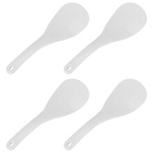 4X Kitchen Dotted White Plastic Flat Rice Scoop Paddle Meal Spoon