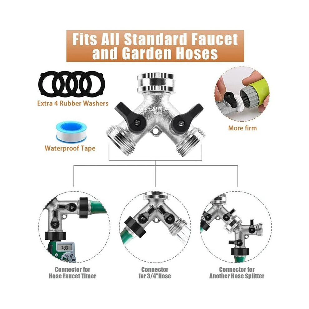 2-Way Water Distributor Y-Splitter Water Connection Distributor With Separate Hose Distributor Garden Irrigation 6033546713770