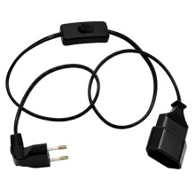1M Extension Cable with Euro Plug and , 2.5A 250V, Flat Extension Cable, 90 Degrees for TV, PC, Monitor EU Plug