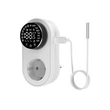 Tuya 16A WLAN-LED-Thermostat, Kabelloser Elektrischer Steckerthermostat, Temperaturregler, Sprachsteuerung, EU-Stecker