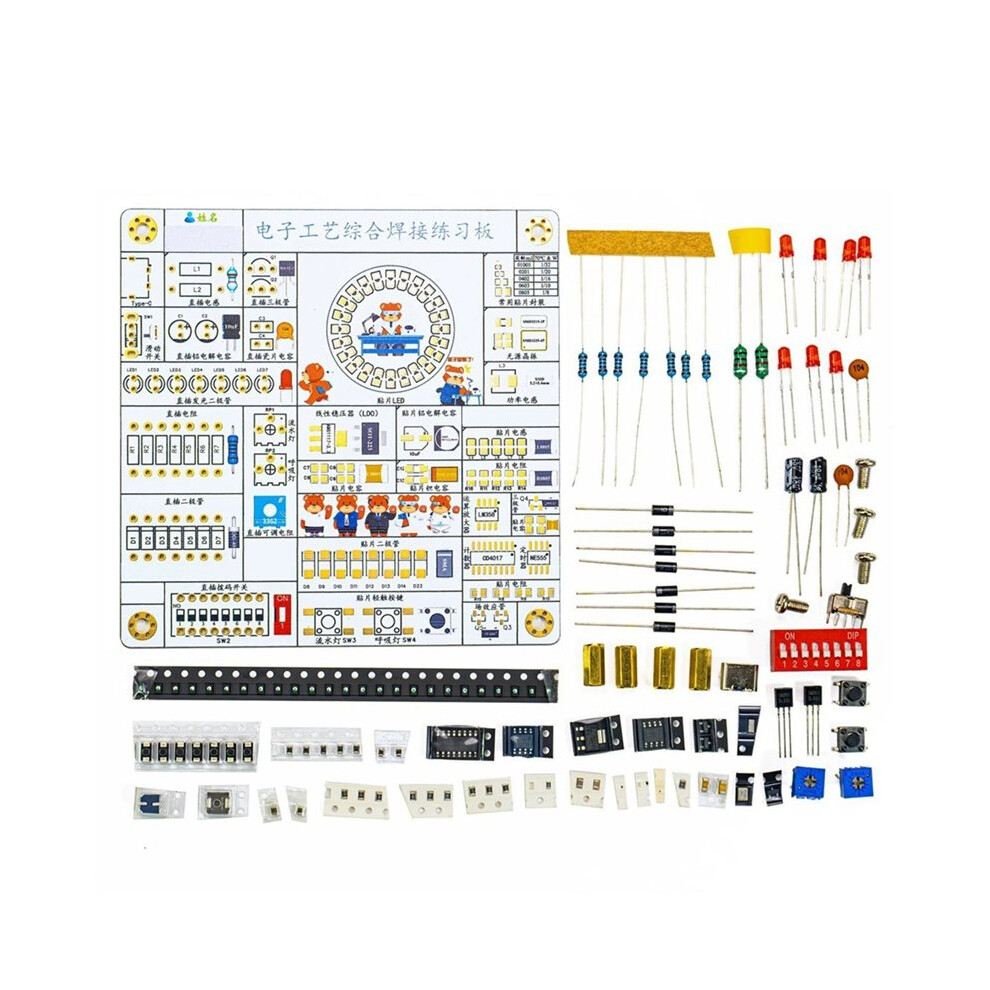 Electronic Comprehensive Soldering Practice Board Smd Novice Soldering Components Diy Production Kit 6032698591977