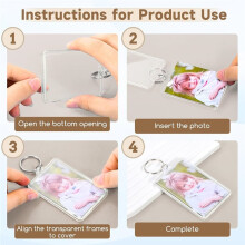 Pacote com 50 Chaveiros de Acrílico para Fotos, Argolas Transparentes para Fotos em Papel de 5x7,5 cm (2x3 Polegadas), Molduras Personalizadas para