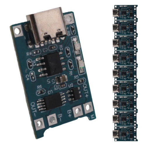 Type-C 18650 Lithium Battery Charger Module 5V 1A Charging Board with Dual Protection Functions for DIY Projects 10Pcs 1