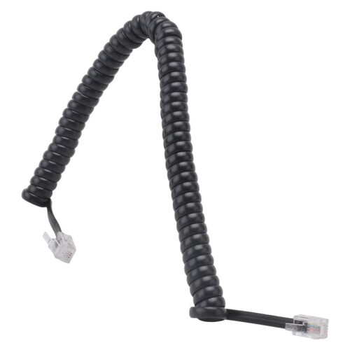 Replacement RJ9 4P4C Plug Coiled Stretchy Telephone Handsets Cable  Black