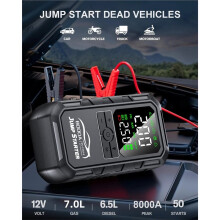 4-in-1 Car Jump with Air Compressor 8000A Auto Battery Booster Portable Power Bank Tire Inflator