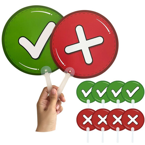 Double-Sided Correct & Wrong Handheld Signs Paddle for Classroom Activity Competition Scoring Voting Paddles Teaching