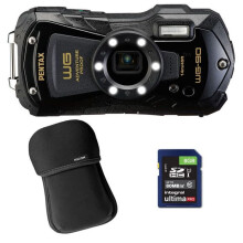 PENTAX Compact waterdicht WG-90 Zwart + Etui + SD 8 Go