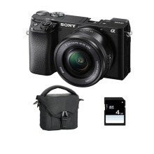 SONY ALPHA 6100 MUSTA + 16-50 + Laukku + SD 8 Gt