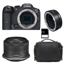 CANON EOS R7 + RF-S 18-45mm f/4.5-6.3 IS STM + Borsa + Scheda SD 8 Go + Anello EF-EOS R