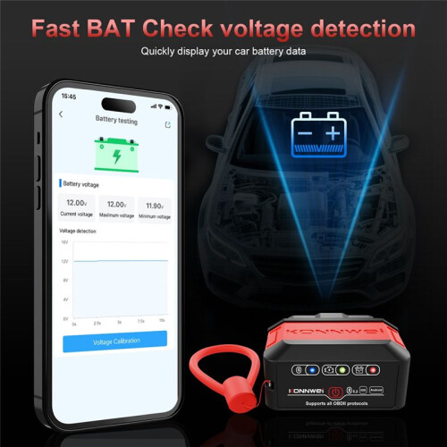 KONNWEI KW906 ELM327 V1.5  5.0 for IOS Android V1 5 OBD2 Scanner Auto Car Diagnostic Tools Code Reader Black 1