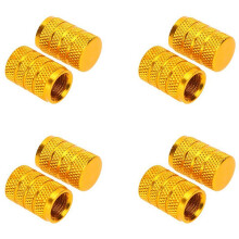 8x Alloy Tire Valve Cap, Bicycle, Motorcycles and Car with Schrader Valve, Gold