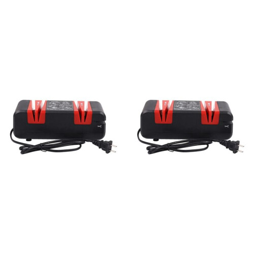 2X 220V Automatic Quick Knife Sharpener Household Electric Knife Cutter Sharpener Stone Magic Knife Sharpener-US Plug