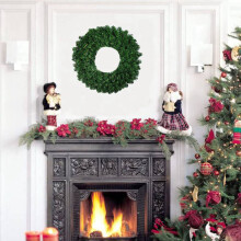 3 Pcs Green Artificial Pine Wreath Garland for Front Door Window Fireplace Christmas Decoration