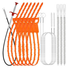 Drain Snake Cleaning Kit, 25inch Hair Removal Tool & Flexible Brushes for Bathtub, Toilet, Kitchen Sink & Sewer