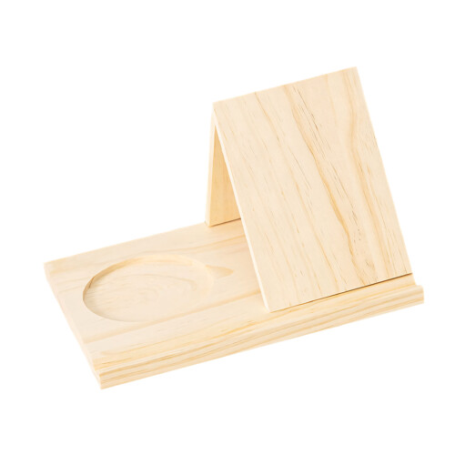Desktop Organiser Triangular Wooden Bookstand with Drink-pine