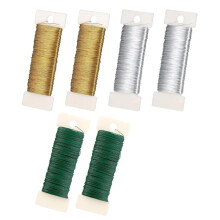 0.35 mm X 300 M Wire Thin, 6 Rolls Flower Wire, Thin Gold Green Silver,Wire for Crafts,Jewellery Wire,Winding Wire
