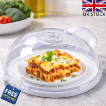 Microwave Food Cover Anti Splatter Transparent Plate Lid with Handle Kitchen UK
