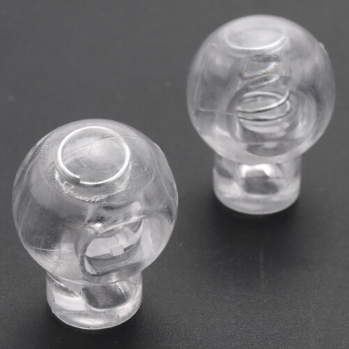 Cord Locks Ends Spring Stop Toggles 6.5mm Dia Hole 20pcs Clear White 2