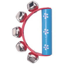 10Pcs Vivid Color Jingle Bells Sleigh Bells Instrument Wooden Handle For Baby Kids Children Musical Toys