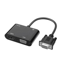 VGA to HDTV + VGA Converter Computer Connect Monitor Tv Dual Screen with Display Adapter Cable with Power Converter