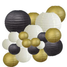 Decoratieve Feestpapieren Lantaarns 20 Stuks Goud Wit Zwart Ronde Japanse/Chinese Lantaarn Lanterne Papier voor Bruiloft Buitendecoratie