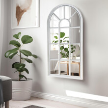 White Window Style Arch Mirror Garden Home Wall Mounted Vintage Outdoor
