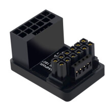 PCIE5.0 Card ATX3.0 Power Supply 12VHPWR 16 to 16P 600W Male to Female 180 Degree Adapter Connector Black